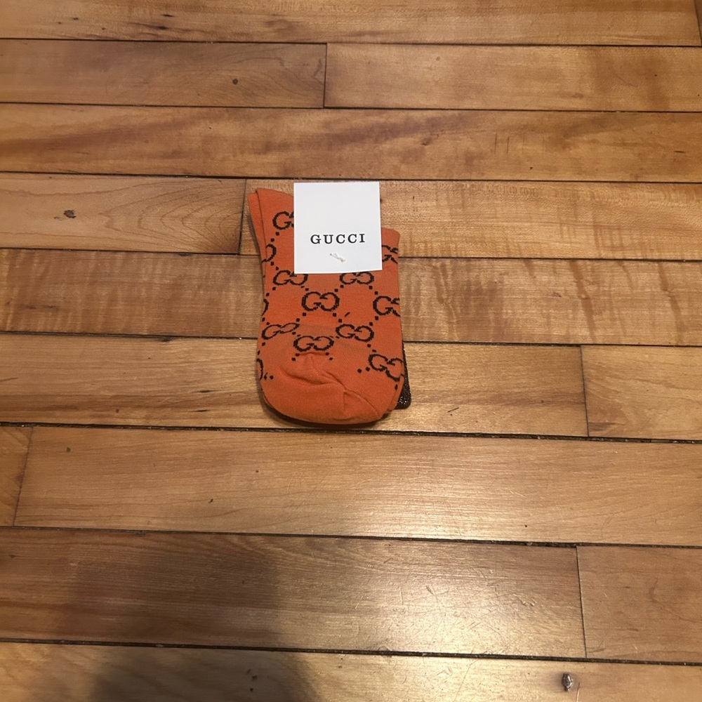 Gucci Vibrant Orange Logo Socks